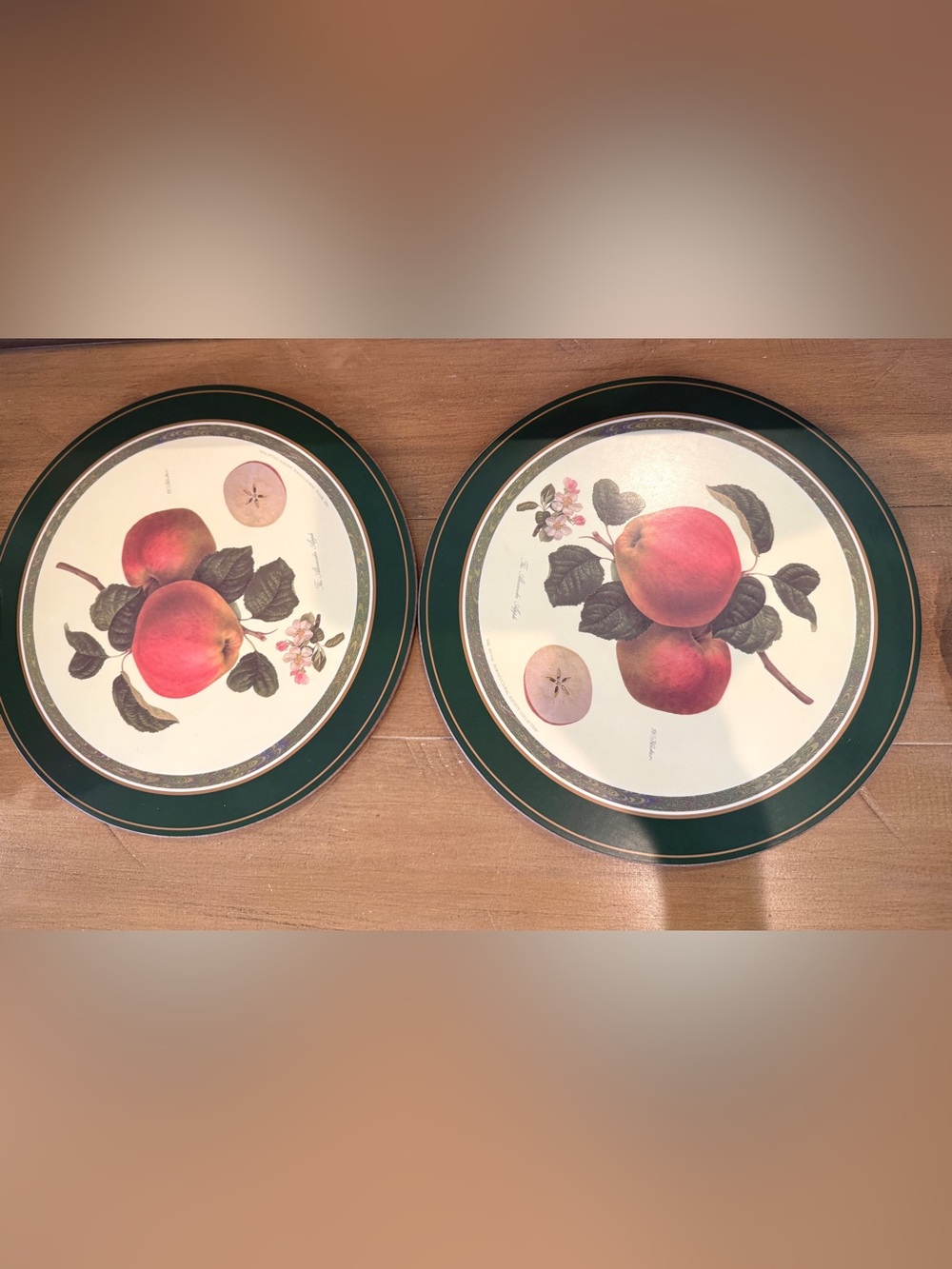 Pimpernel RHS W Hooker Cork Backed Trivets Set of 2 Botanical Apple Fruit